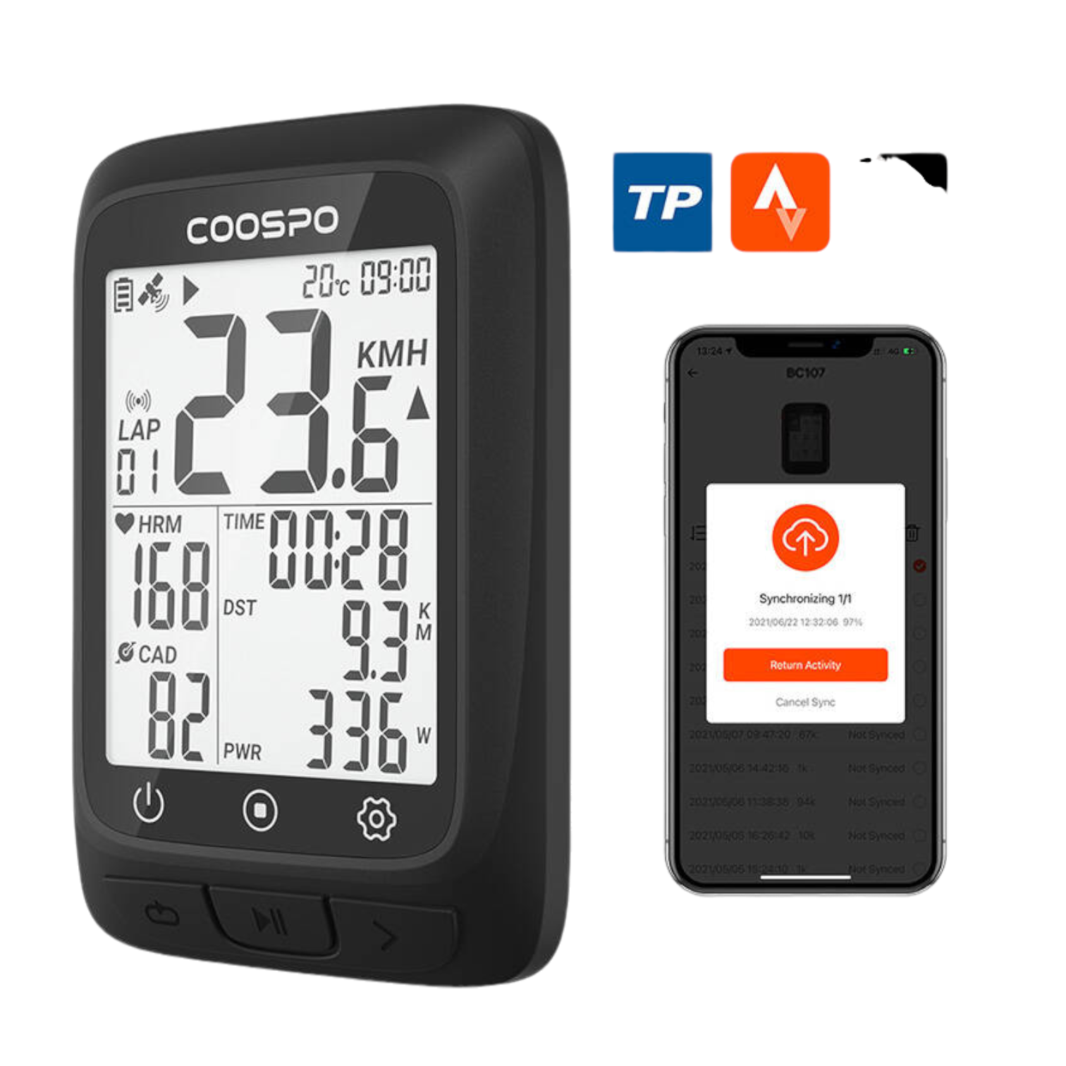 GPS bike computer compatible with Strava 28 h battery kilometre counter Coospo GPS bike computer compatible with Strava 28 h battery kilometre counter Coospo