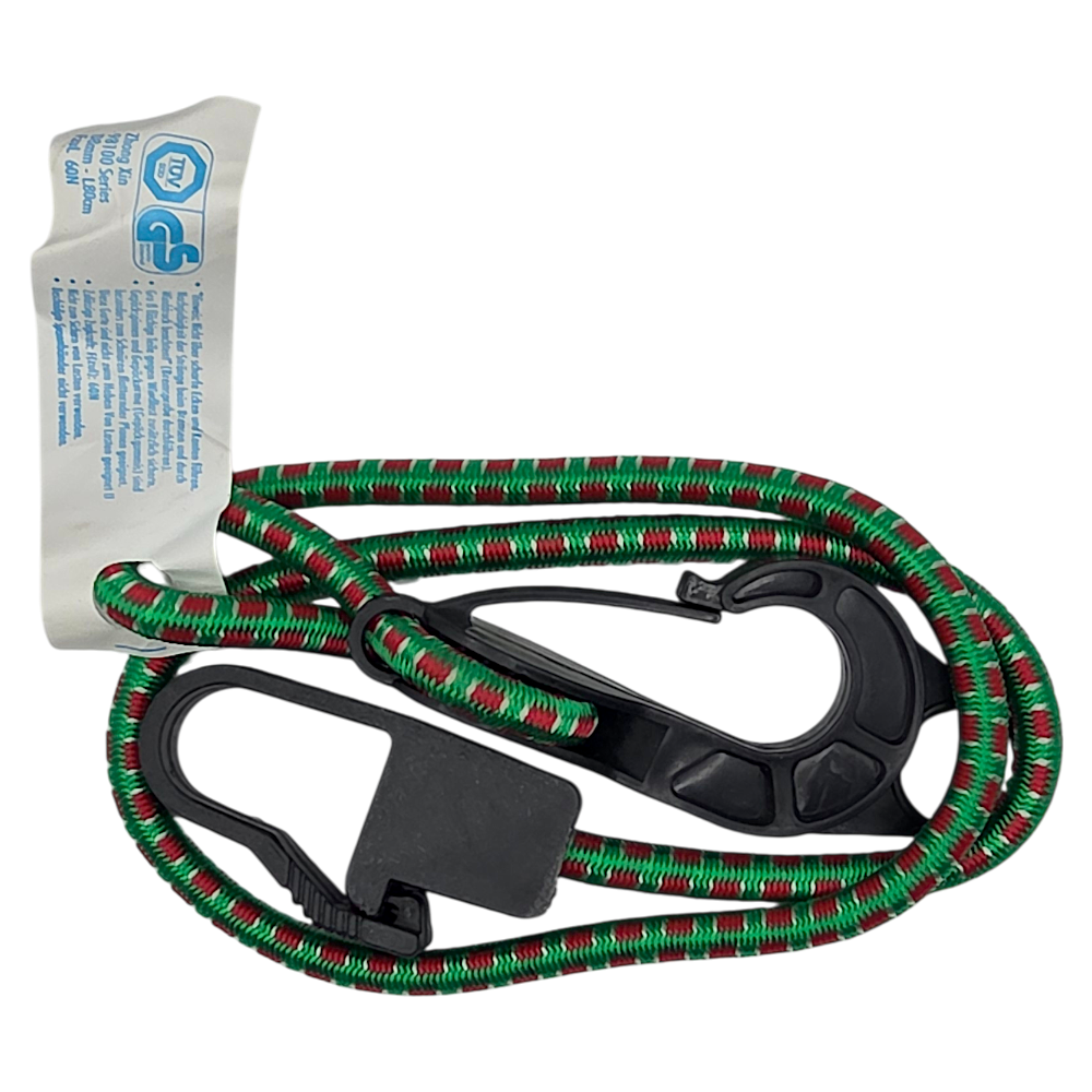 Spanngummi Karabiner-Haken Expander Gepäckspanner Gummispanner Grün Rot 8mm 80cm
