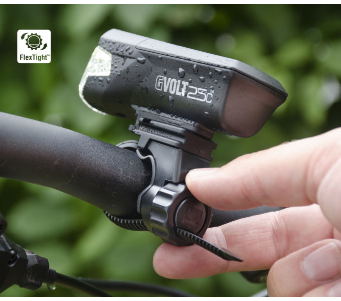 Bicycle light front light 25 LUX CATEYE GVolt 25c 2-6.5 h FlexTight holder rechargeable battery