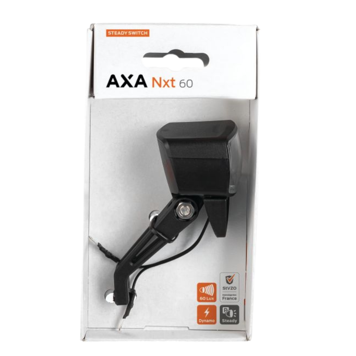 Bicycle dynamo front light 60 Lux LED with reflector Parking light AXA NXT 60