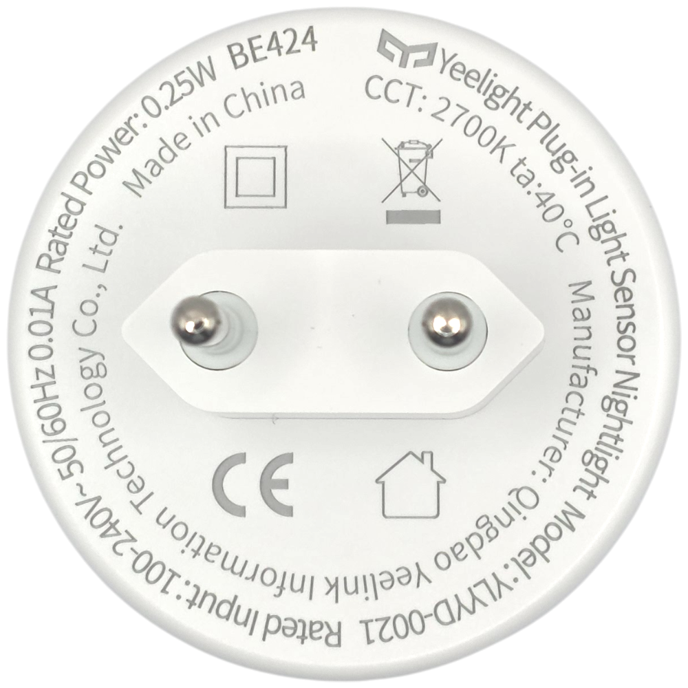 Nachtlicht mit integriertem Helligkeitssensor für Stechdose LED 2700 K warmweiß