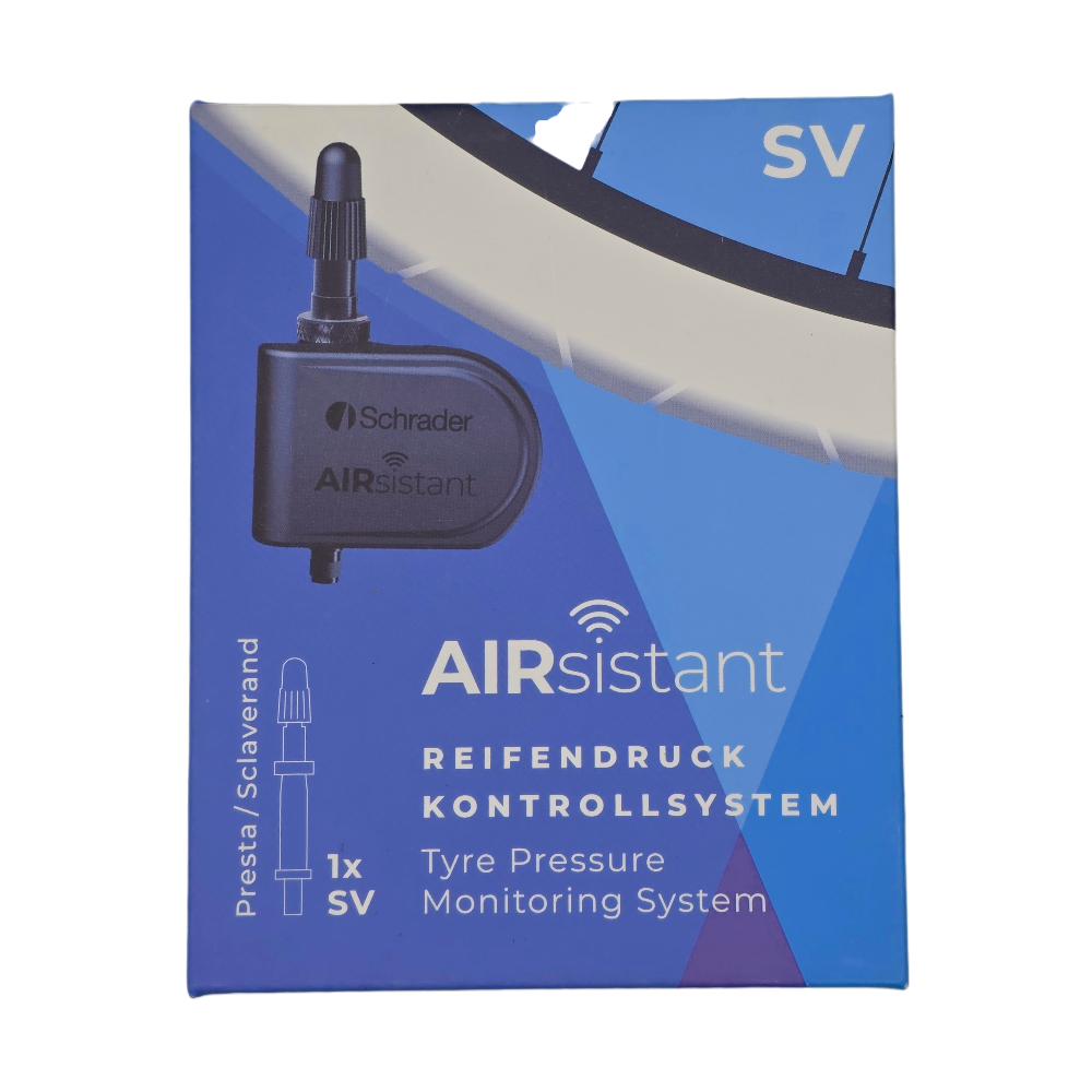 AIRsistant AV für Schrader/Autoventil Set Bluetooth Reifendrucksensor Fahrrad SV